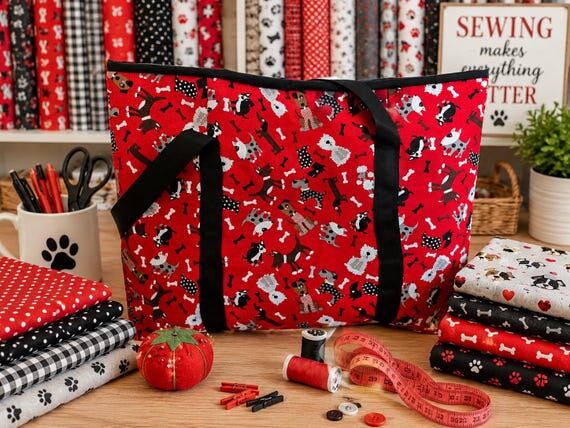 Handmade Dog Lover Tote Bag w/ key hook (11 1...