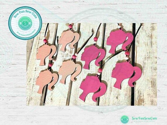 Hand-Painted Pink Doll Ornament: Laser Cut Bi...