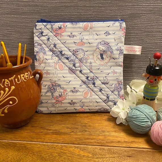 Seaside Vibes Notions Purse: Quilted Zip Top,...