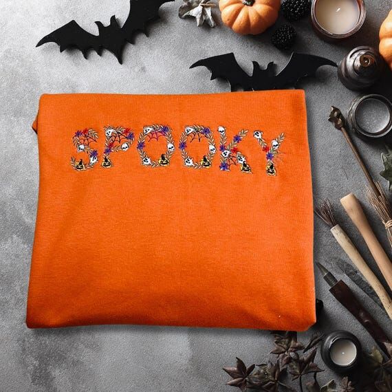 Custom Embroidered Halloween Hoodie: Spooky, ...