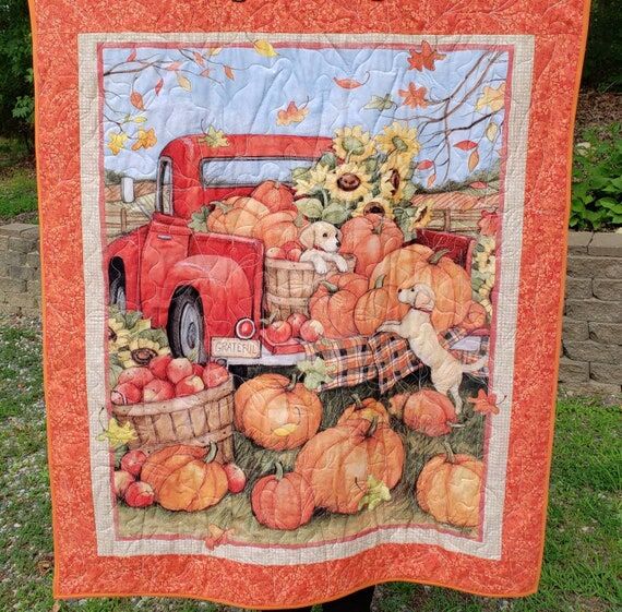 Homemade reversible quilt or throw, fall them...