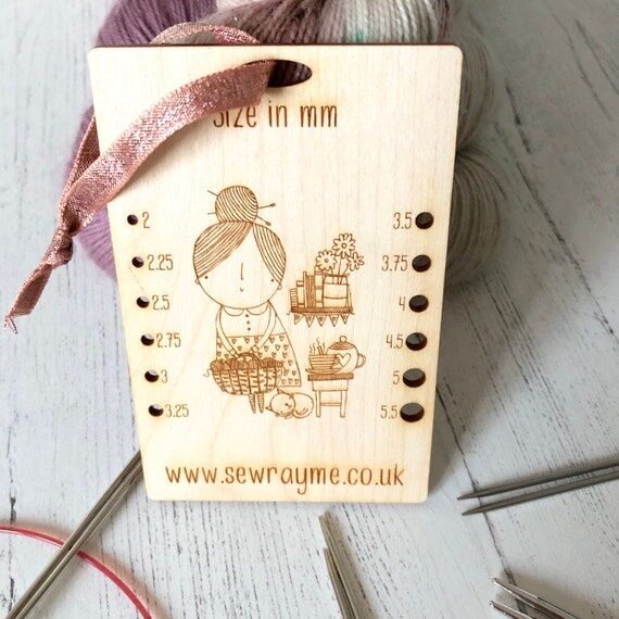 Wooden Knitting Needle Gauge: SewRayMe Illust...
