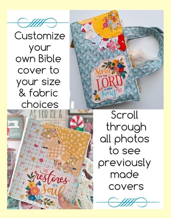Custom Bible Cover, Handmade Quilted Fabric B...