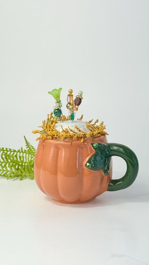 Fall Pumpkin Pincushion – Handmade Upcycled...