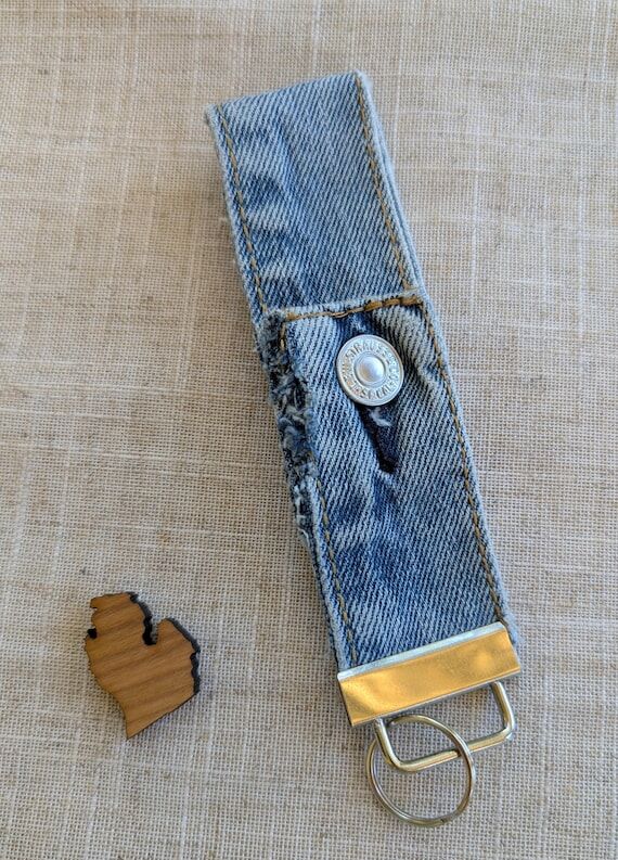 Upcycled Denim Wristlet, Handmade Levi's Butt...