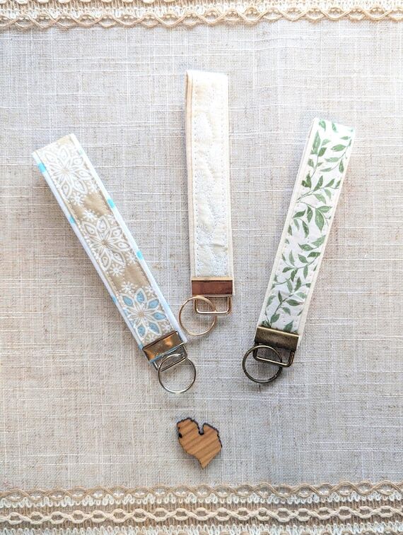 Handmade Wristlets Key Fobs– Upcycled Fabri...