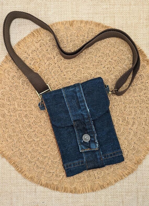 Handmade Upcycled Jeans Crossbody Phone Bag ...