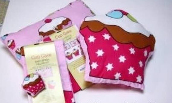 Cup Cake Pillow kit/sewing gift/printed panel...