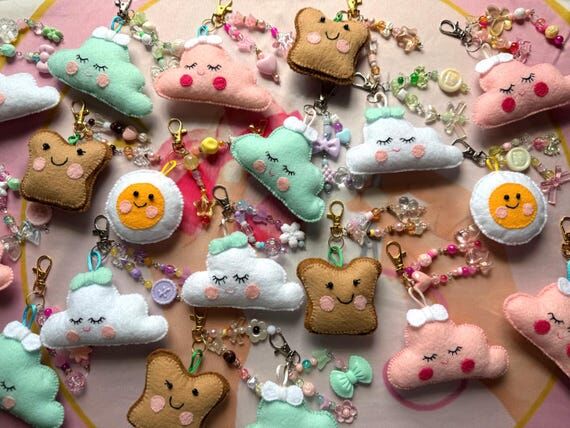 Handmade Felt Keychain Charm – Plush Cloud,...