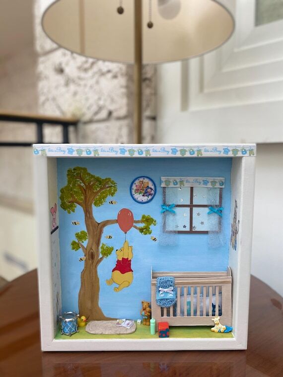 Hand-Painted Bear Nursery Shadow Box: Storybo...