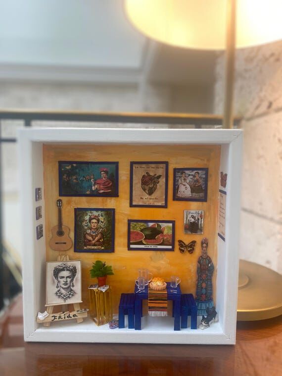 Frida Kahlo Shadow Box Handmade Miniature Di...