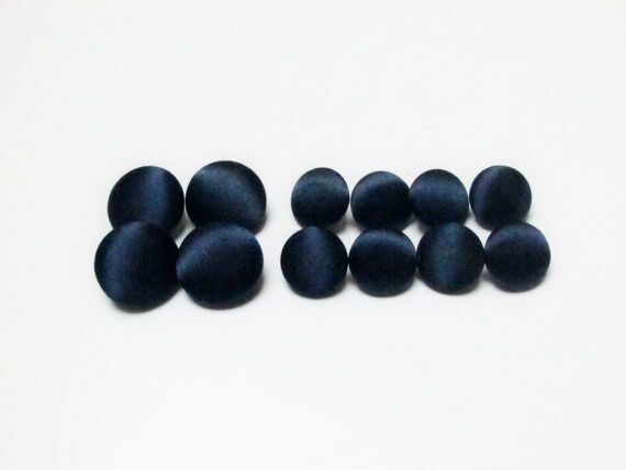 Dark Navy Blue Silk Satin Tuxedo Buttons - 12...
