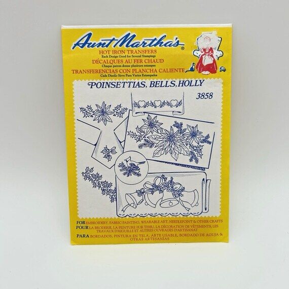 Vintage, Aunt Martha’s #3858, Poinsettias, ...