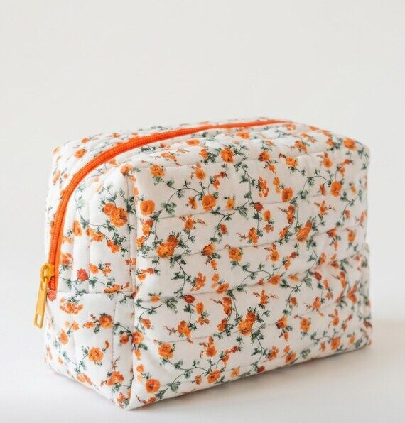Medium Quilted Zipper Pouch | Handmade Makeup...