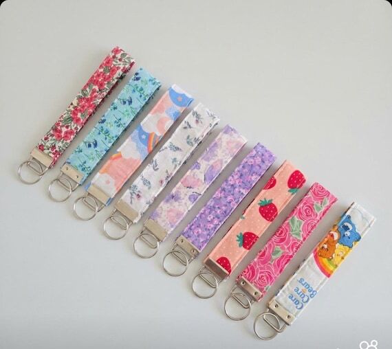 Fabric Wristlet Keychain – Key Fob, Handmad...