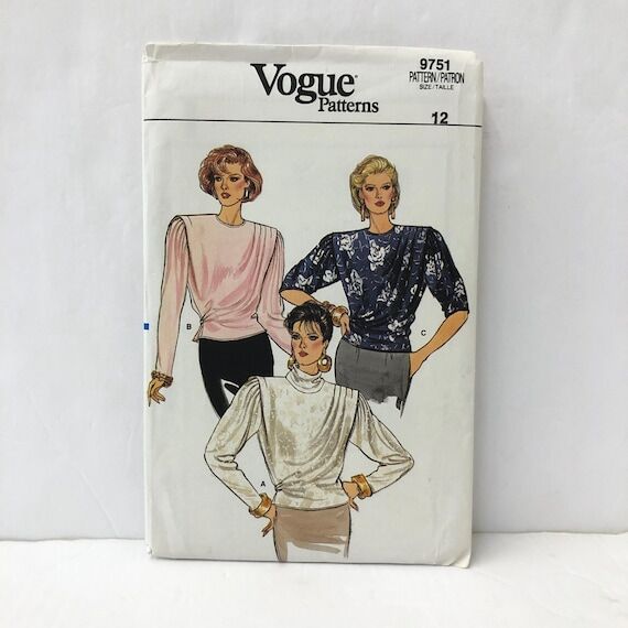 Vogue 9751 Vintage 80's Uncut blouse Sewing P...