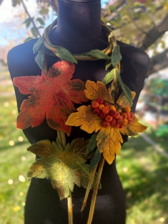 necklace choker autumn leaves natural materia...