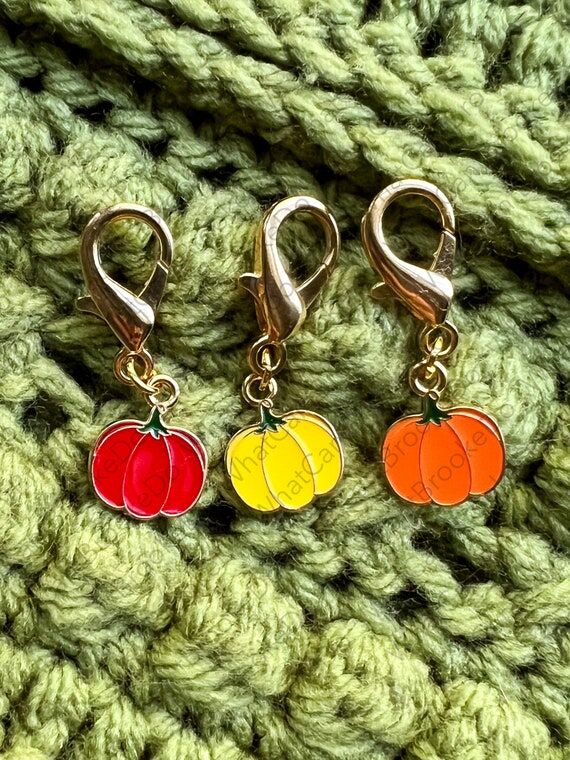 Fall Pumpkins Crochet Stitch Markers - Set of...