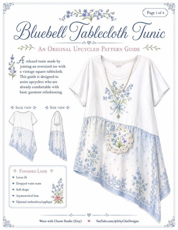 Tablecloth Tunic Upcycling Guide, T-Shirt Ref...