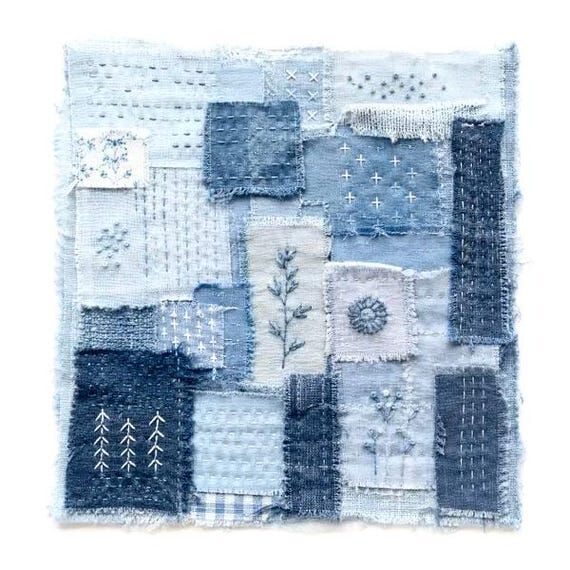 Monochrome Slow Stitch Pattern Guide, 7x7 Fab...