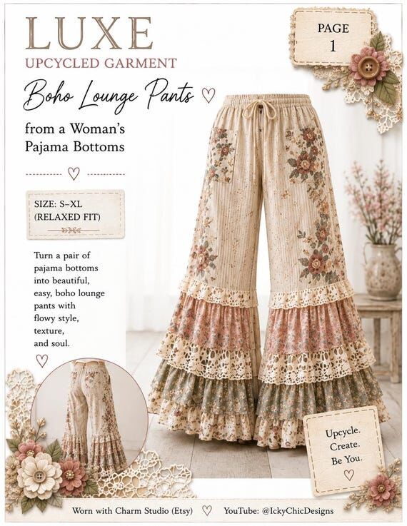 Boho Lounge Pants Upcycling Maker's Guide, Up...