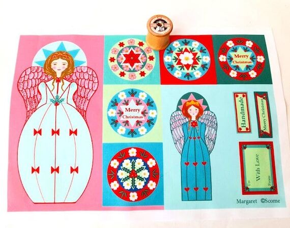 Christmas Angel Fabric Panel, Small Doll Pane...