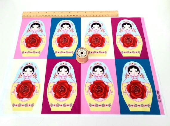 Cut and Sew Matryoshka Folk Doll Fabric Panel...