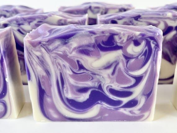Lavender Swirl Essential Oil Handmade Soap Ba...