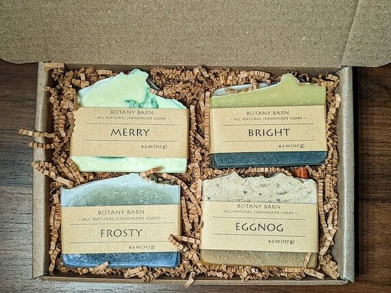 Christmas Soap Gift Set of 4 Organic Bar Soap...