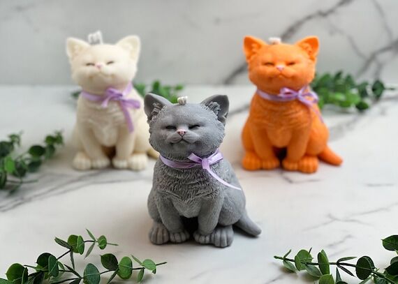 Handmade Big Cat Soy Candle with cotton wick ...
