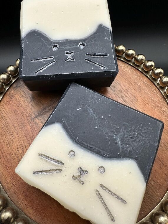 Black and White Cat Soap: handmade lemon-scen...
