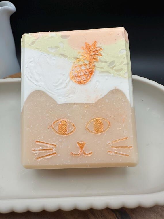 Pineapple Mango Cat Soap - handcrafted cold p...