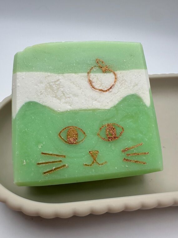 Green Apple Cat Soap - handcrafted cold proce...