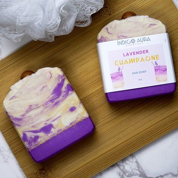 Lavender Champagne Soap Bar: Handmade Palm-Fr...
