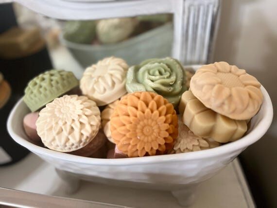 Goat milk soap, scented, floral shape...