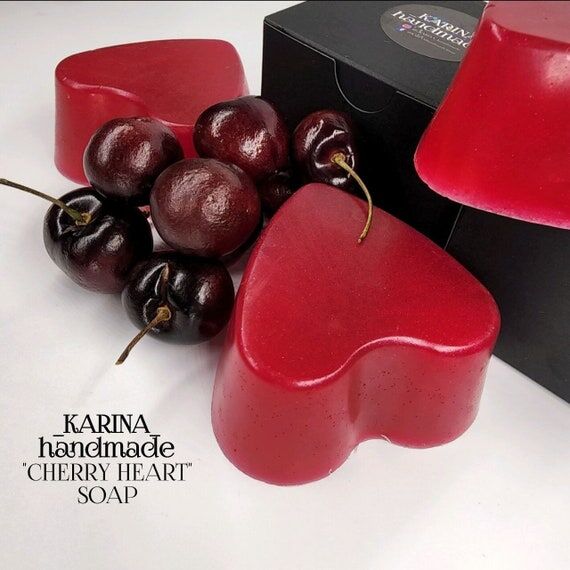 Handmade Cherry Heart Soap: Natural Vegan Spa...