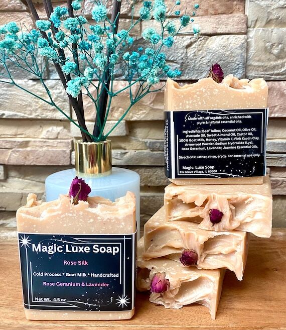 Rose Silk Soap | Handmade Goat Milk Tallow So...