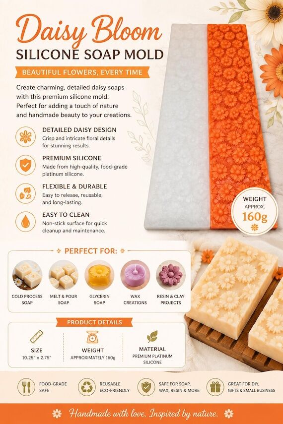 Daisy Bloom Silicone Soap Mold | Detailed Flo...
