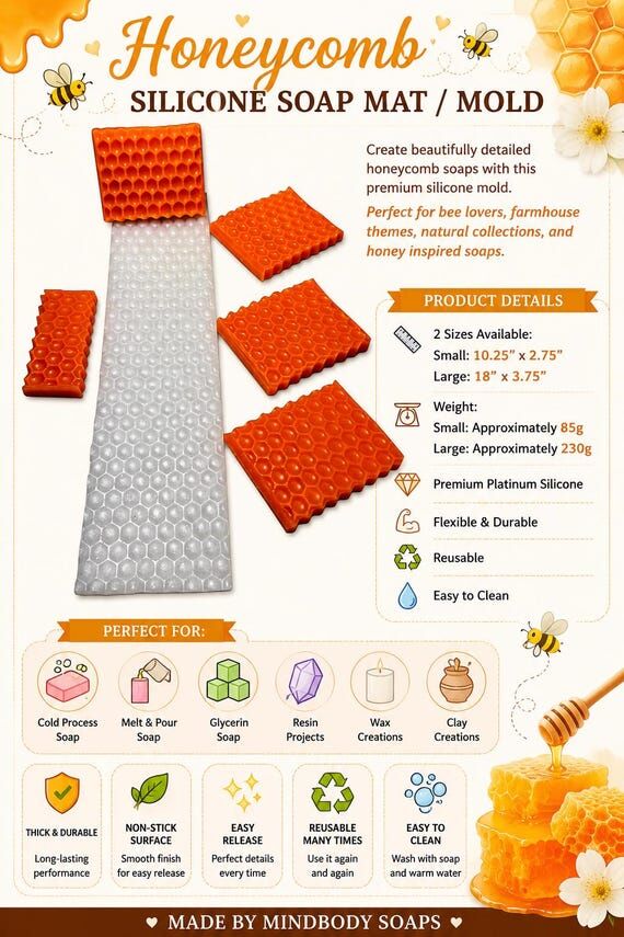 Honeycomb Silicone Soap Mat Mold | Honeycomb ...