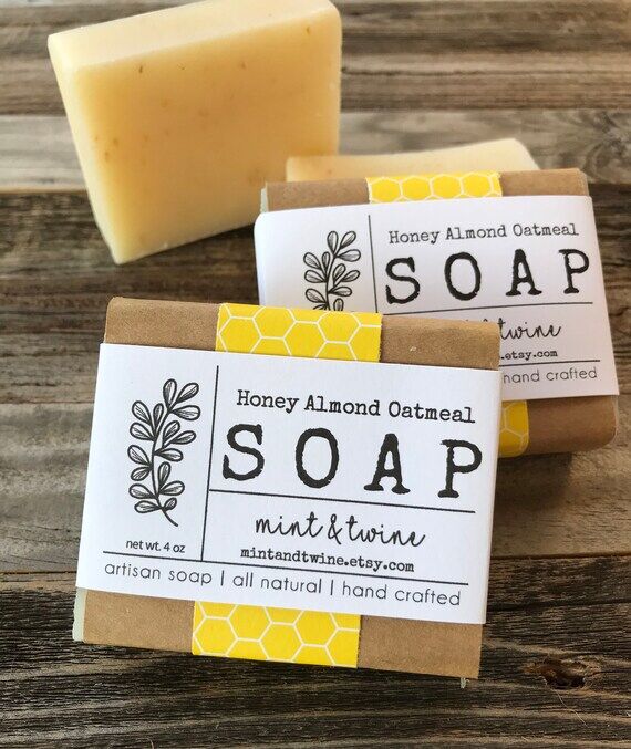 Honey Almond Oatmeal Handmade Soap, Cold Proc...