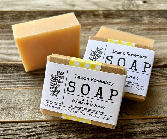 Lemon Rosemary Handmade Soap, Cold Process Ha...