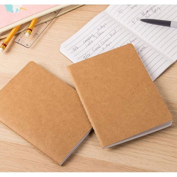 Kraft Brown A5 Lined Notebook Set: Travel Jou...