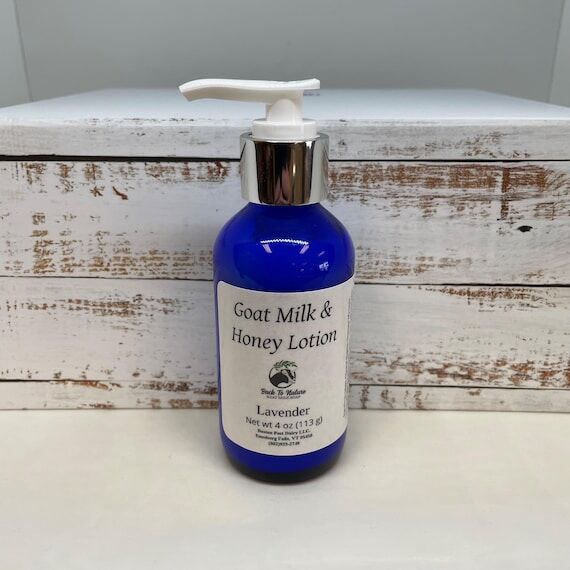 Goat milk & Honey Lotion 4oz, Blue Glass Bott...