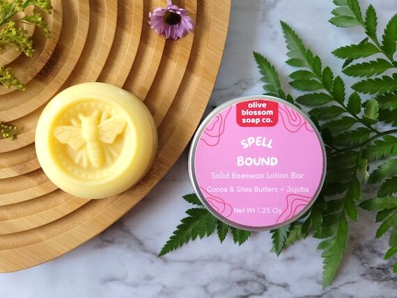 Spellbound Lotion Bar in Tin, Natural Beeswax...