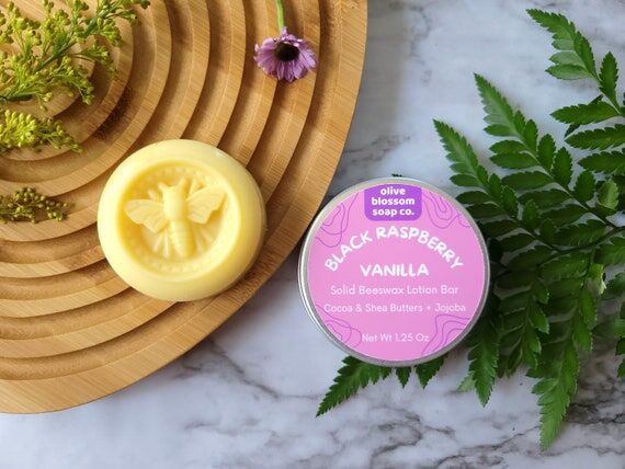 Black Raspberry Vanilla Lotion Bar in Tin, Na...