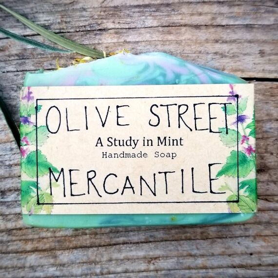 Mint Olive Oil Handmade Soap: Spearmint, Patc...