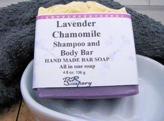Lavender Chamomile Shampoo Bar: Handmade Head...
