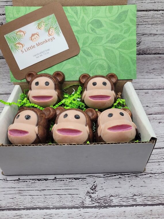 Handmade Monkey Soap Set: Kids Bath Favors, G...