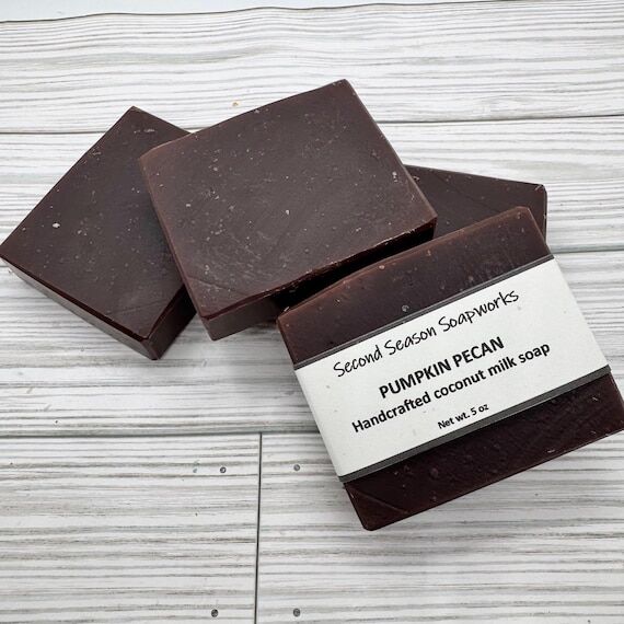 Pumpkin Pecan coconut milk soap with cocoa bu...