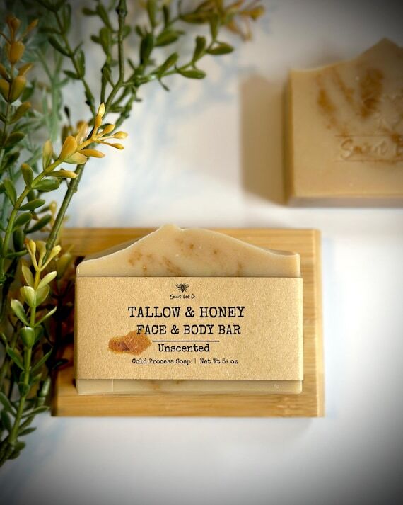 Tallow and Honey Soap: Unscented, Handmade Co...